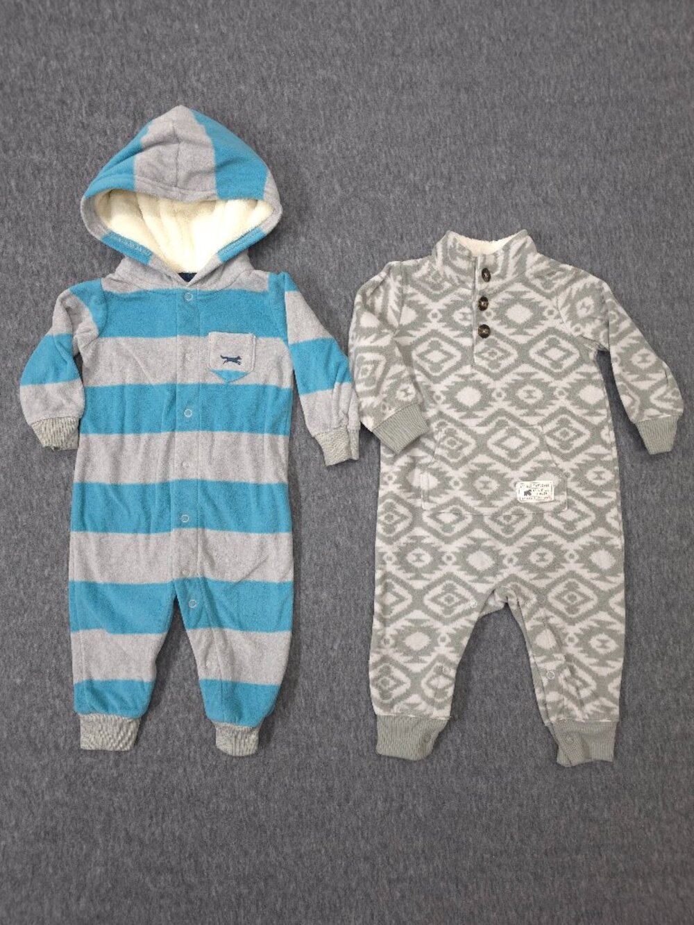 Carter's Baby 9M Fleece Coverall Bundle Hooded Little Explorer 2pc